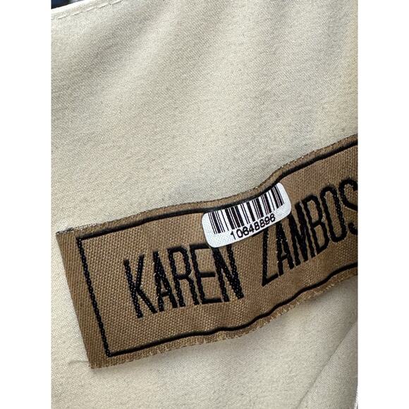 Karen Zambos Small Rhys Grey Ivory Printed Crepe Cutout Sheath Dress Feminine - Picture 3 of 5